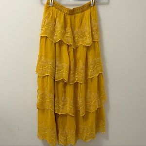 Anthropologie maxi ruffled tiered lace skirt